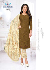 Milk Chocolate V Neck Rayon Top with Dairy Cream Pant and Dupatta - Bavis Clothing